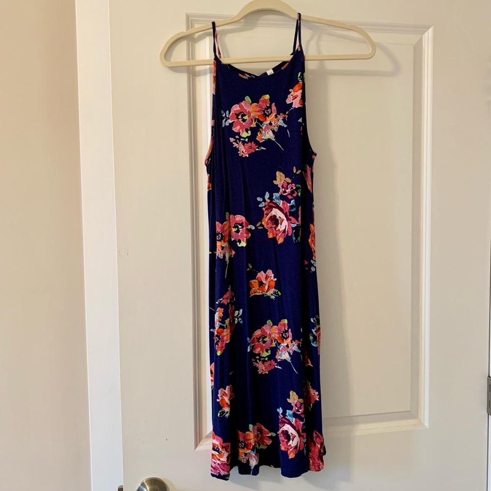 Floral navy & pink dress - casual dress for summer
